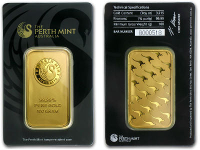 100 Gram Perth Mint Gold Bullion Bar